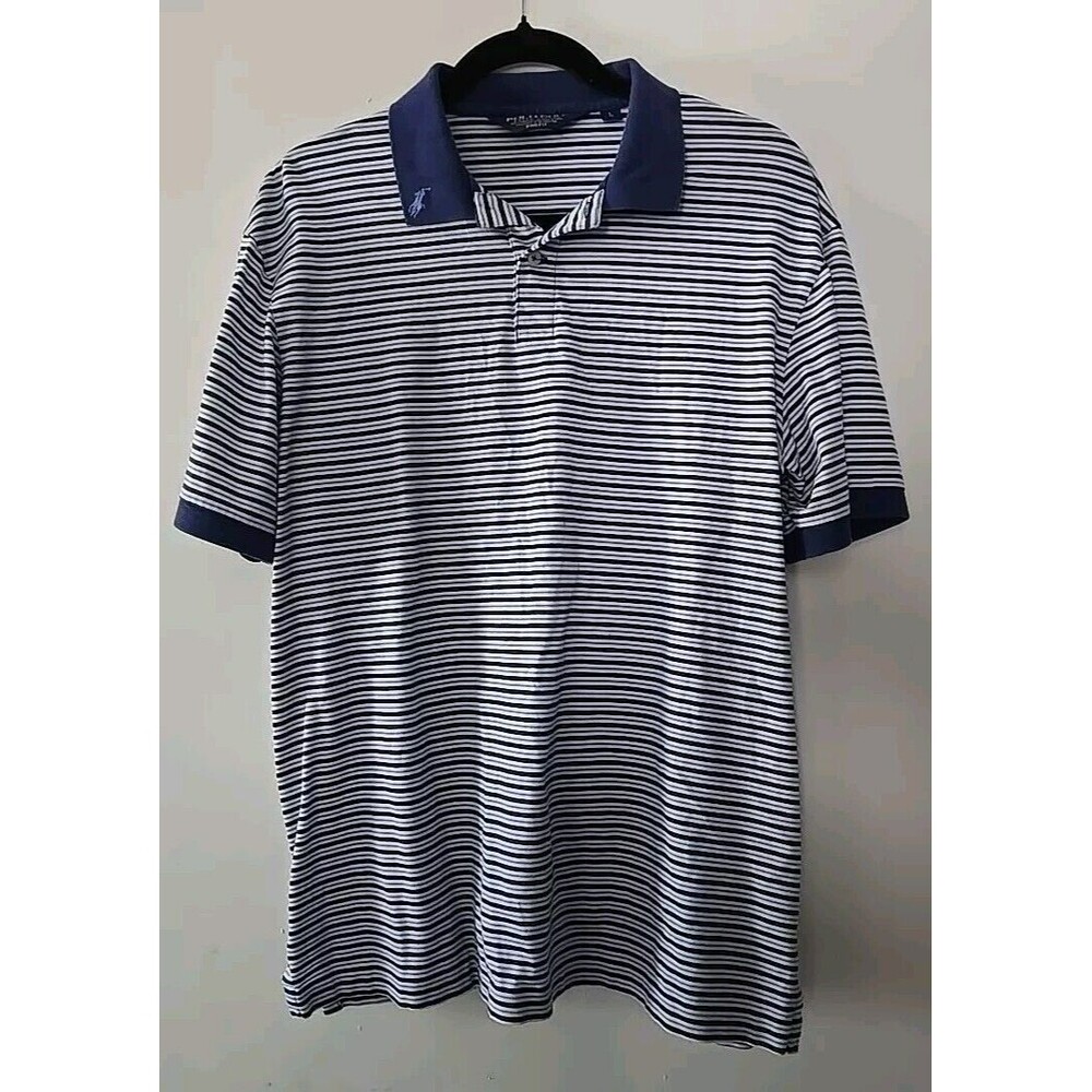 Ralph Lauren Polo Golf Men Large Blue Green White Stripe Pro Fit Country Club